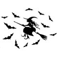 thumbnail image 5 of Calcomanía de pared de vinilo removible de bruja de Halloween y murciélago aterrador, paquete de 13 pegatinas de pared ecológicas de Halloween JAMW Sencillez, 5 of 5