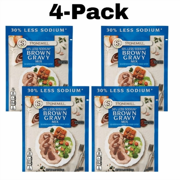 Stonemill Reduced Sodium Brown Gravy Mix 30% Less Sodium 4-Pack 0.87 oz