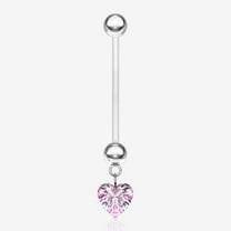BM25 Sparkle Heart Gem Dangle Bio-Flex Pregnancy Belly Button Ring-Pink