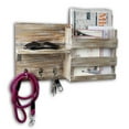 thumbnail image 3 of DUCIHBA Entryway Mail Organizer - Key Holder Hooks - Home Decorative Single Wall Shelf - Rustic Wood, White - 16.5" W x 4.5" D x 9.75" H, Holds 10lbs, 3 of 7