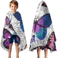 thumbnail image 3 of Purple Butterfly Rose Pattern Hooded Bath Towel，50"x30" for Ages 3 To 12 Kids, Quick Dry Lightweight Soft Microfiber Hood Beach Towel Cover Up for Kids, 3 of 7