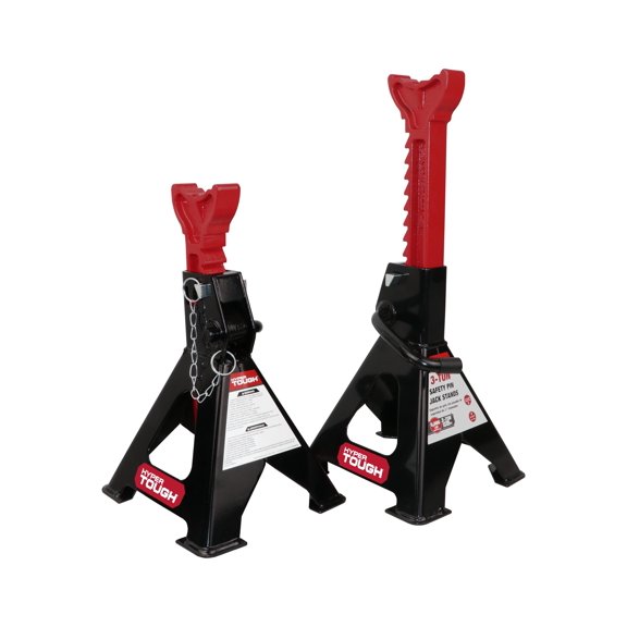 Hyper Tough 3 Ton Steel Jack Stands with Safety Pins, Lifting Range 11-7/16" to 16-3/4"