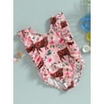 thumbnail image 3 of Bagilaanoe Newborn Baby Girl One-Piece Swimsuit Floral Print Sleeveless Swimwear 1T 2T 3T 4T 5T Kid Ruffle Bathing Suit, 3 of 8
