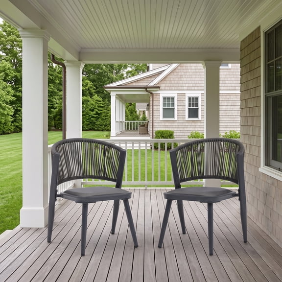 Outdoor Patio Dining Chairs 2-Pack, Rustproof Aluminum & PE Wicker Bistro Chairs with Ergonomic U-Shaped Backrest, Built-In Water-Resistant Cushions, Modern All-Weather Outdoor Furniture