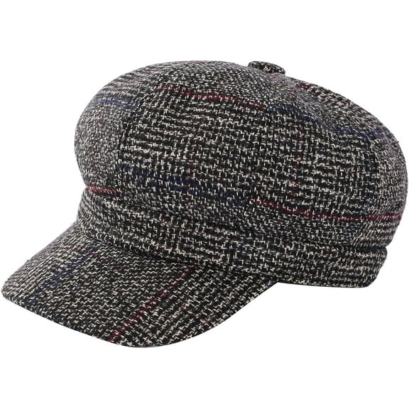 YooGuoGuo Thick Plaid Woolen Newsboy Cap Vintage Casual Visor Berets 8 Panel Paperboy Hats for Women Ladies