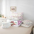 thumbnail image 6 of Manfei Cute Cartoon Rainbow 7pcs Bedding Comforter Set,Colorful Striped Lines Queen Bedding Sets,Kawaii Dinosaur Egg Queen Sheet Sets For Teens,Ultra Soft Home Decor Reversible, 6 of 8