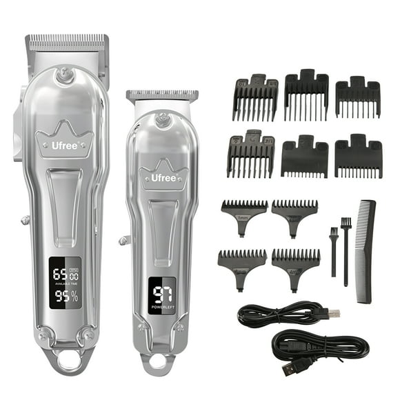 Ufree Hair Clippers for Men Cordless Close Cutting Hair Trimmer Kit Hair Cutting Kit Beard Trimmer Barbers Men Women Kids Set with LCD Screen Rechargeable Hair Grooming Kit