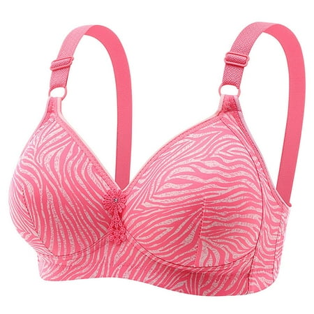 

RYRJJ Leopard Print Wirefree Bras for Women Sexy Comfortable Breathable Bras with Shapewear Unpadded Everyday Bra Push Up Full-Coverage Bra(Hot Pink S)