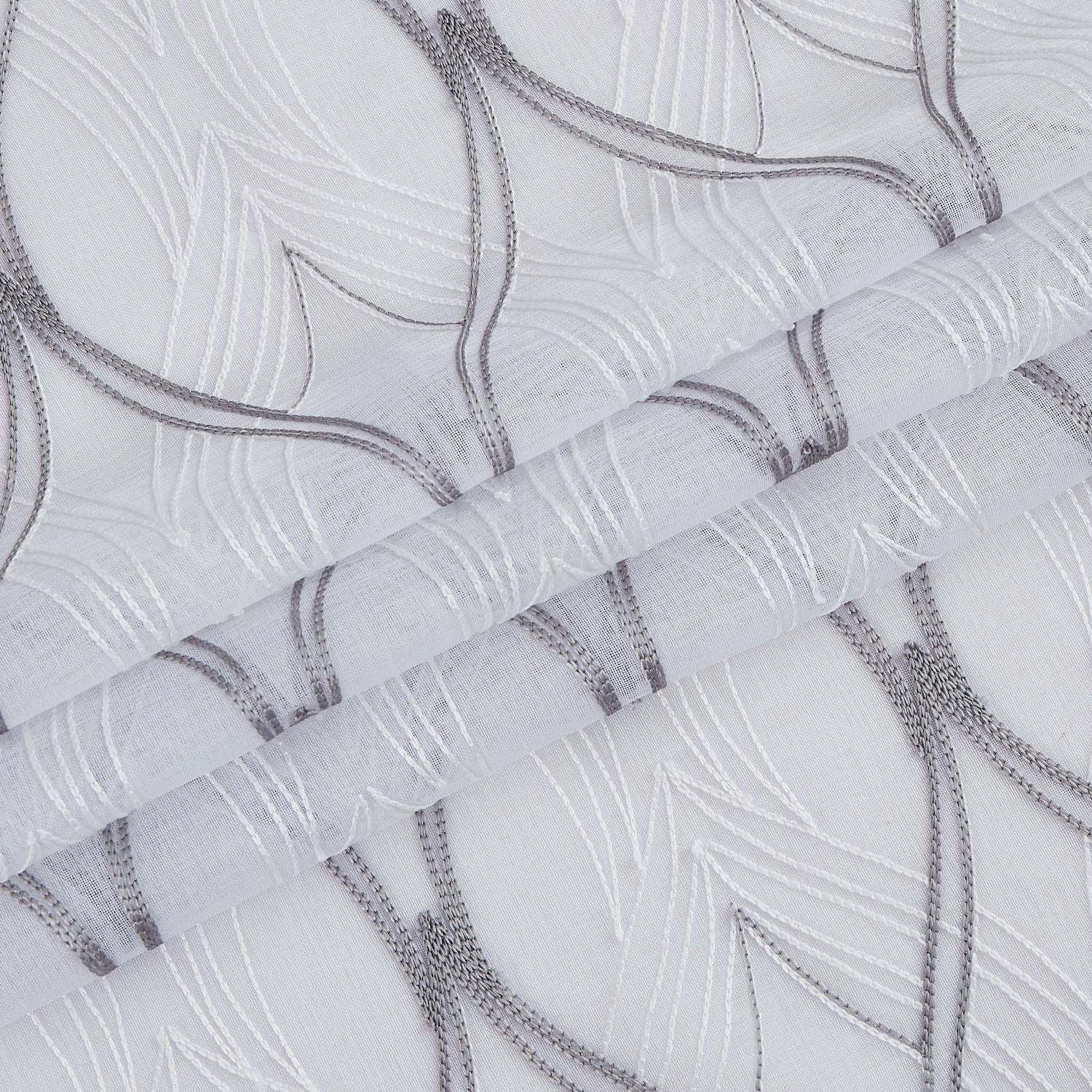 New Wave Linen Look Wave Design Striped 76" x 84" Window Panel Pair in White and Silver