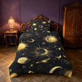 thumbnail image 2 of Homewish Sun Moon Stars Twin Duvet Cover, Cosmos Celestial Planet Twin Bedding, Black Gold, Black Reversible 2pcs, 1 Duvet Cover and 1 Pillowcase, 2 of 5