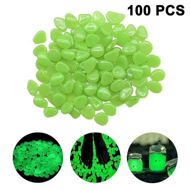 100 piezas de guijarros de jardín que brillan en la oscuridad, piedras brillantes para decoración exterior/interior, patio de jardín, acuario, pecera, pasarela, entrada, camino, solar Zhivalor 220766-2