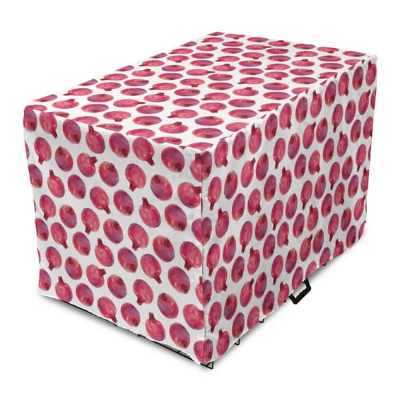 Fruit Dog Crate Cover, Watercolor Style Pomegranates Exotic Food Vegan Themed Composition Print, Easy to Use Pet Kennel Cover Small Dogs Puppies Kittens, 7 Sizes, Dark Coral Dried Rose, by Ambesonne