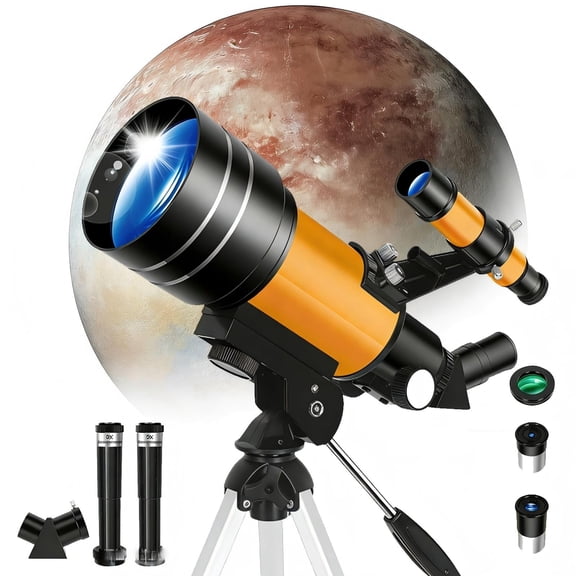 DKTIOP 70mm Aperture Portable Refractor Telescope with Tripod for Kids & Adults - 22.5X-150X Magnification