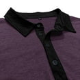 thumbnail image 5 of YYDGH Mens Long Sleeve Polo Shirts Casual Moisture Wicking Golf Polo Shirts Lapel Button Casual Tops with Pockets Purple L, 5 of 5
