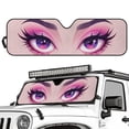 thumbnail image 2 of HUIACONG Sunshade Windshield Car Sun Shade Heat Shield Custom-fit Sunshade Sun Visor Mat for 1997-2017 Jeep Wrangler Rubicon Sahara TJ JK JKU 2/4 Doors Pink Eyes, 2 of 6