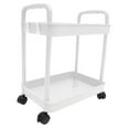 thumbnail image 3 of IBASETOY Double Layer White Rolling Cart on Wheels Utility Cart with Large Storage Capacity for Home Organization, 3 of 8
