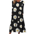 thumbnail image 1 of Vestido de jersey con cuello redondo y bolsillo de manga larga estampado a la moda para mujer Fridja yut1468, 1 of 5