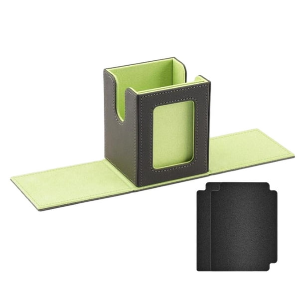 Caja organizadora de barajas de cartas duradera con 2 divisores, contenedor protector transparente verde