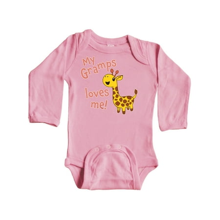 

Inktastic My Gramps Loves me- cute giraffe Gift Baby Boy or Baby Girl Long Sleeve Bodysuit