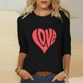 thumbnail image 2 of Women Shirts Heart Tshirts Casual 3/4 Sleeve Tunic Top Plus Size Shirt Valentines Day Blouse Trendy, 2 of 4
