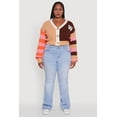 thumbnail image 3 of Womens Plus Size Daisy Color Blocked Striped W Initial Cardigan, 3 of 5
