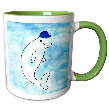

3dRose Benny Beluga - Two Tone Green Mug 11-ounce