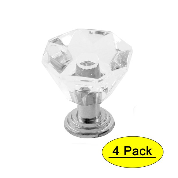 Unique Bargains 4Pcs Drawer Cupboard Door Crystal Pull Handles