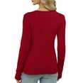 thumbnail image 5 of LEBONYARD Women's Trendy Round Neck Solid Colored Chic Thumb Holes Long Sleeve Thermal Tops Warm Slim Fitting Regular Pullover Base Layer Tops, 5 of 6