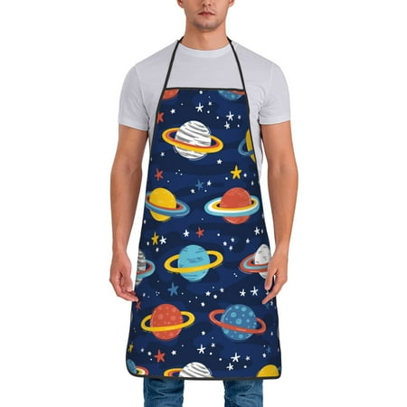 

Lukts Planets and Stars Print Unisex Tie-Up Aprons Bibs for Chef Kitchen Grill Beverage Shop
