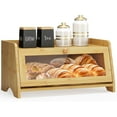 thumbnail image 1 of Bread Box for Kitchen Countertop, Large Bread Container Storage, Wooden Farmhouse Bread Box with Window Bread Holder (Natural Bamboo), 1 of 5