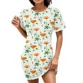 thumbnail image 1 of Gibobby Vestidos para Mujer Vestido de camiseta de manga corta con cuello redondo y estampado floral de moda de verano para mujer(Amarillo,XL), 1 of 5