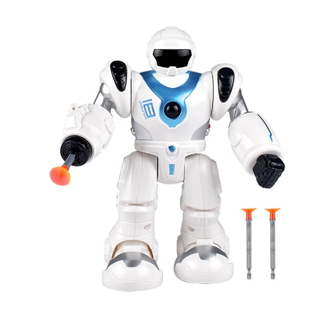 Blue Manually Launches Sucker Soft Walking Robot Toy Space Fighter Robot Model For Kids