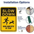 thumbnail image 5 of Slow Down Kids and Pets at Play Signs, 18" x 12" Reflective Metal Safety Sign for Neighborhood Driveway or Yard, 40Mil Rust Free Aluminum Weather Resistant Waterproof, 5 of 5