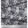 thumbnail image 2 of Soimoi Rayon Crepe Fabric Leaves & Floral Block Print Sewing Fabric Yard 46 Inch Wide, 2 of 3