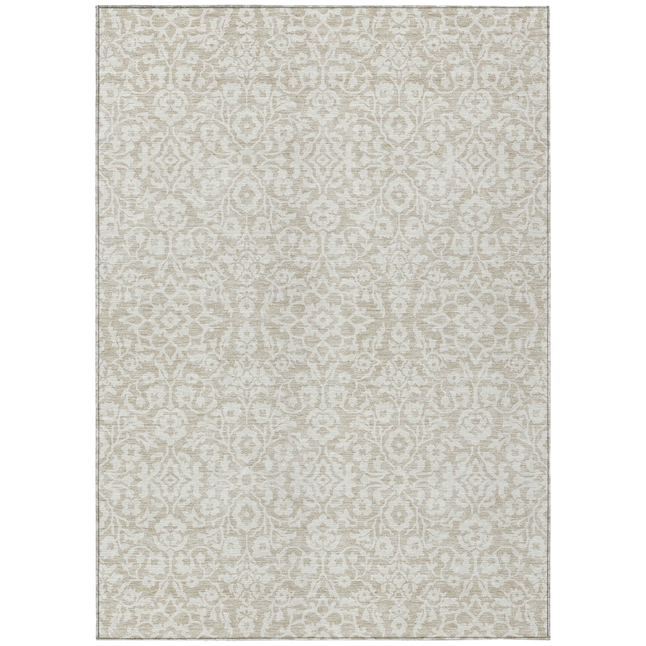 Addison Rugs Chantille Indoor/Outdoor Traditional Damask Beige Washable Rectangle Rug, 3' x 5'