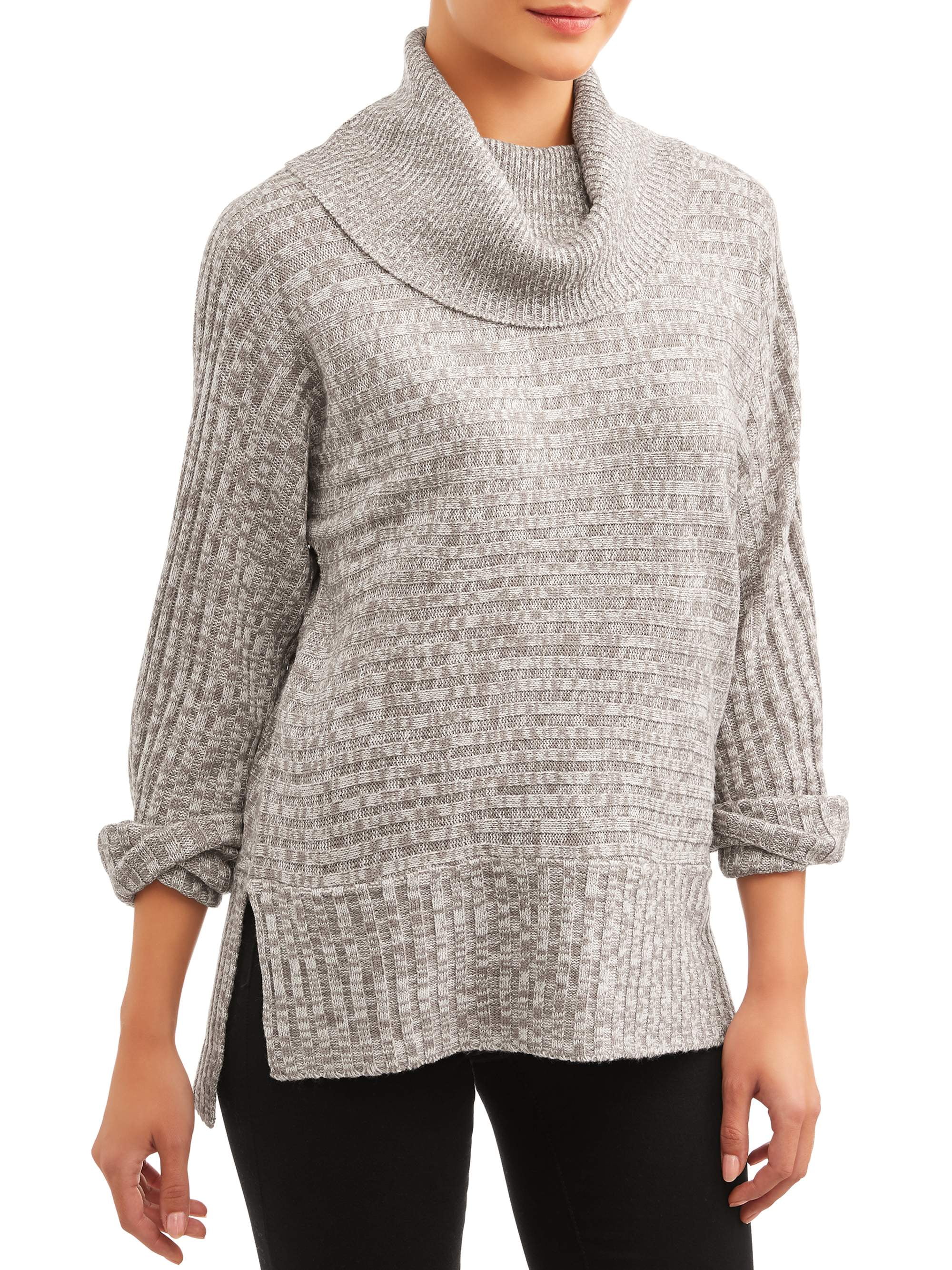 Ribbed Cowl Neck Sweater - Walmart 