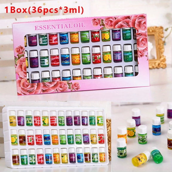 36pcs*3ml 12 Types Of Essential Oil Water-Soluble AromaRelax Essential Oil Set, AromaRelax Fragrance Oils, Scented Oil For Diffusers, Perfume Making Rose, Orange, Lemon, Lavender etc For Daily Use