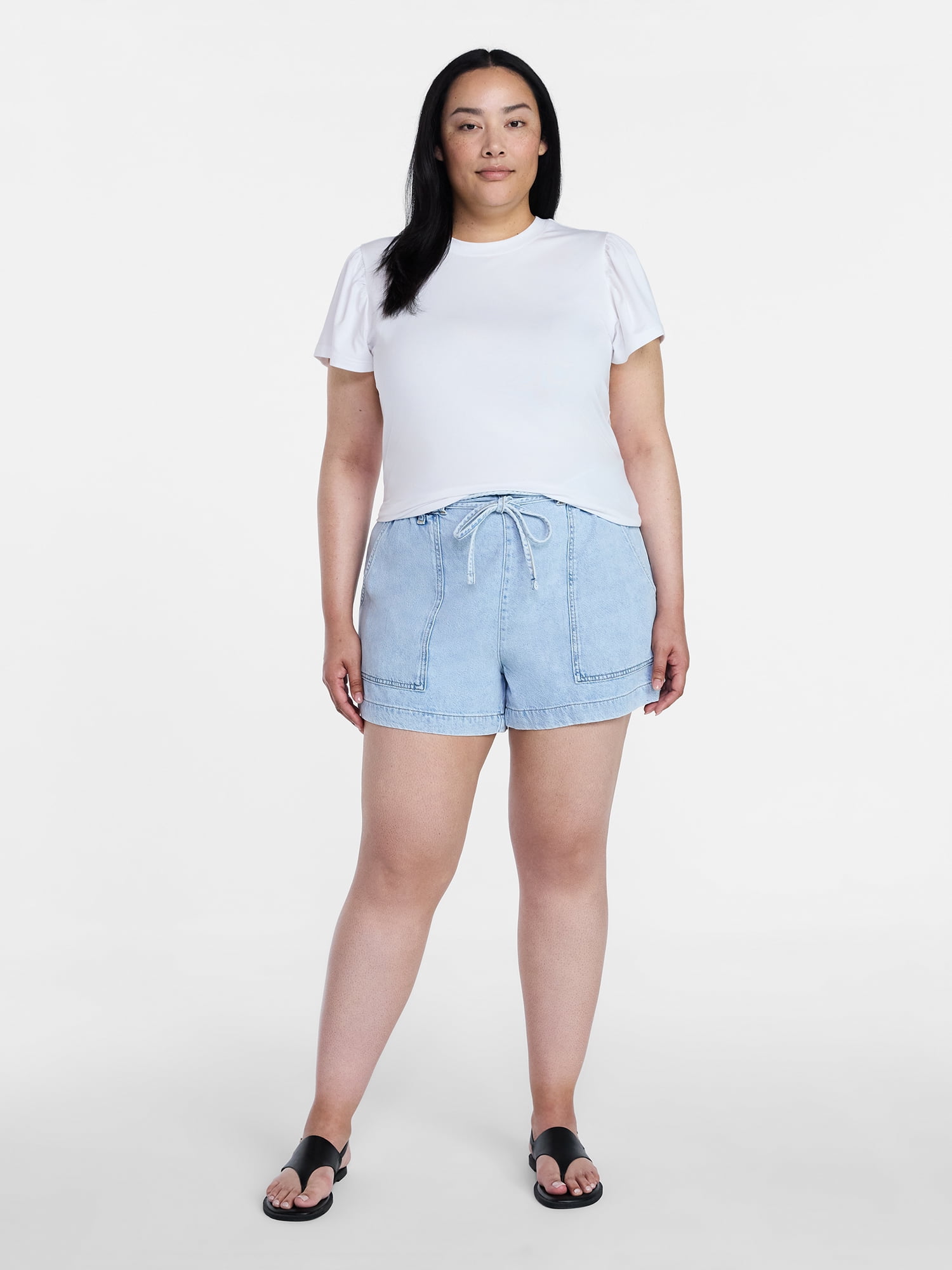 Time and Tru Women's Drapey Utility Shorts, 4" Inseam, Sizes XS-XXXL