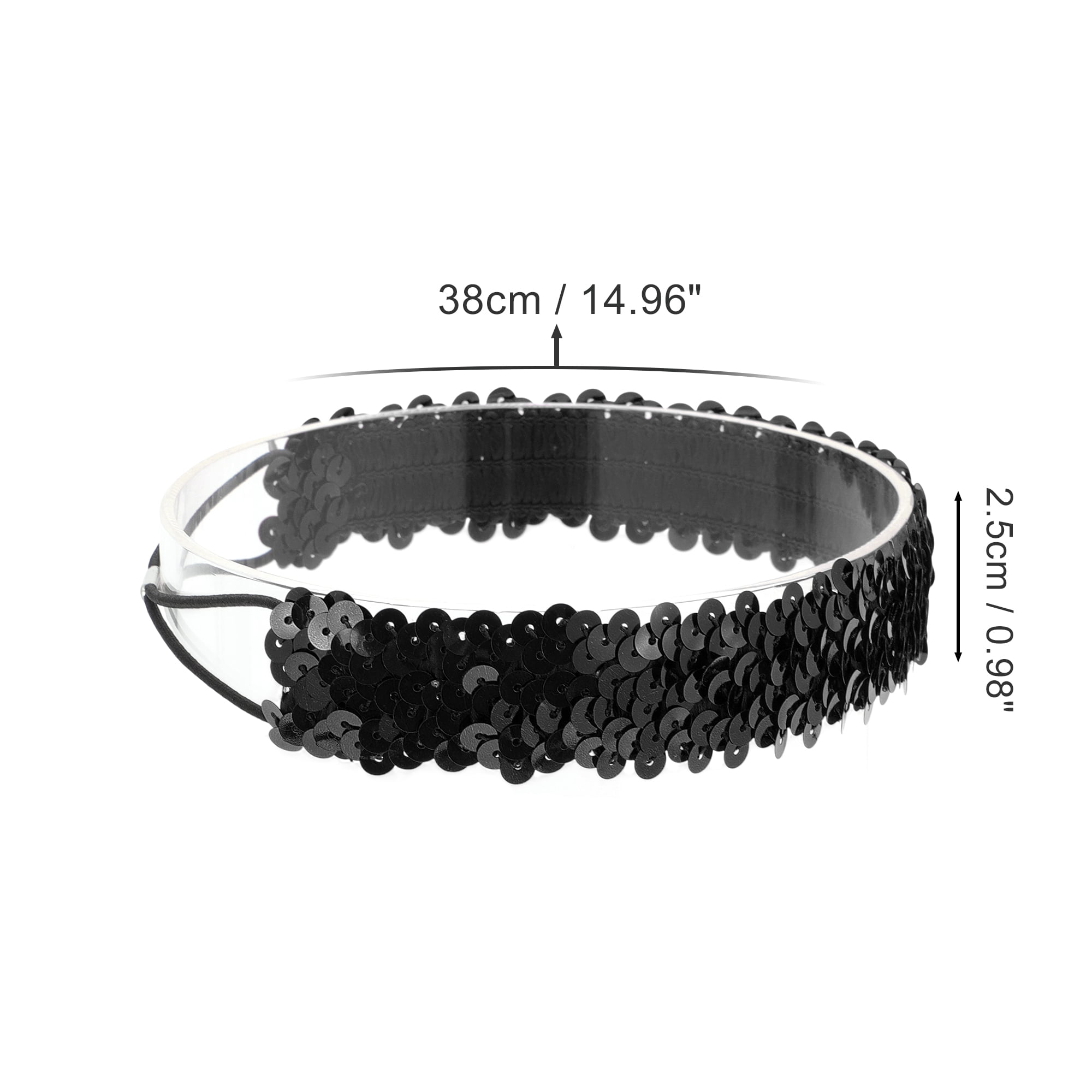 Unique Bargains Elastic Band Sequins Headbands 1 Pc Black