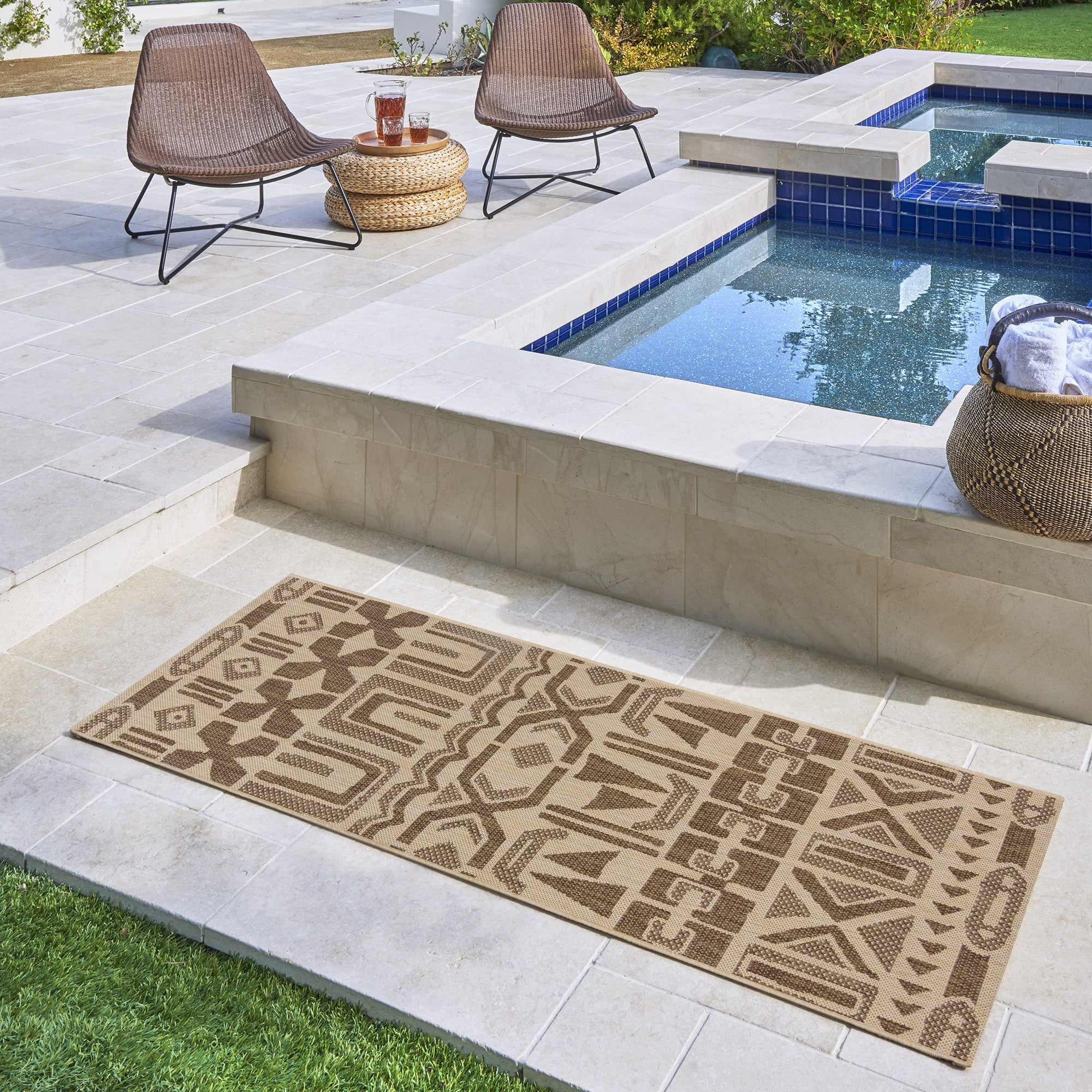 Reyn Spooner Tradewinds Huli Indoor/ Outdoor Polypropylene Havana Flat Weave Area Rug, 2x6