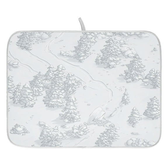 Winter Wonderland Dish Drying Mat for Kitchen, Quick Drying Absorbent Soft Durable 16" x 18"