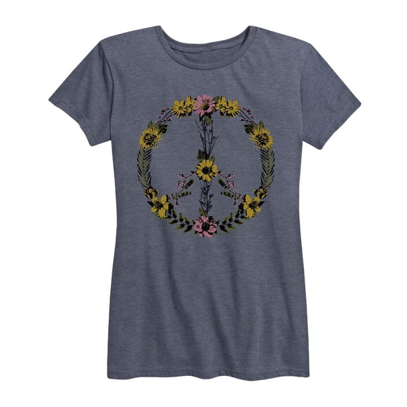 Instant Message - Floral Peace Sign - Women's Short Sleeve Graphic T-shirt