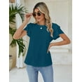 thumbnail image 2 of Women Dressy Casual Tops Business Work Blouses Summer Shirts Short Sleeve Crew Neck Outfits 2025, 2 of 5