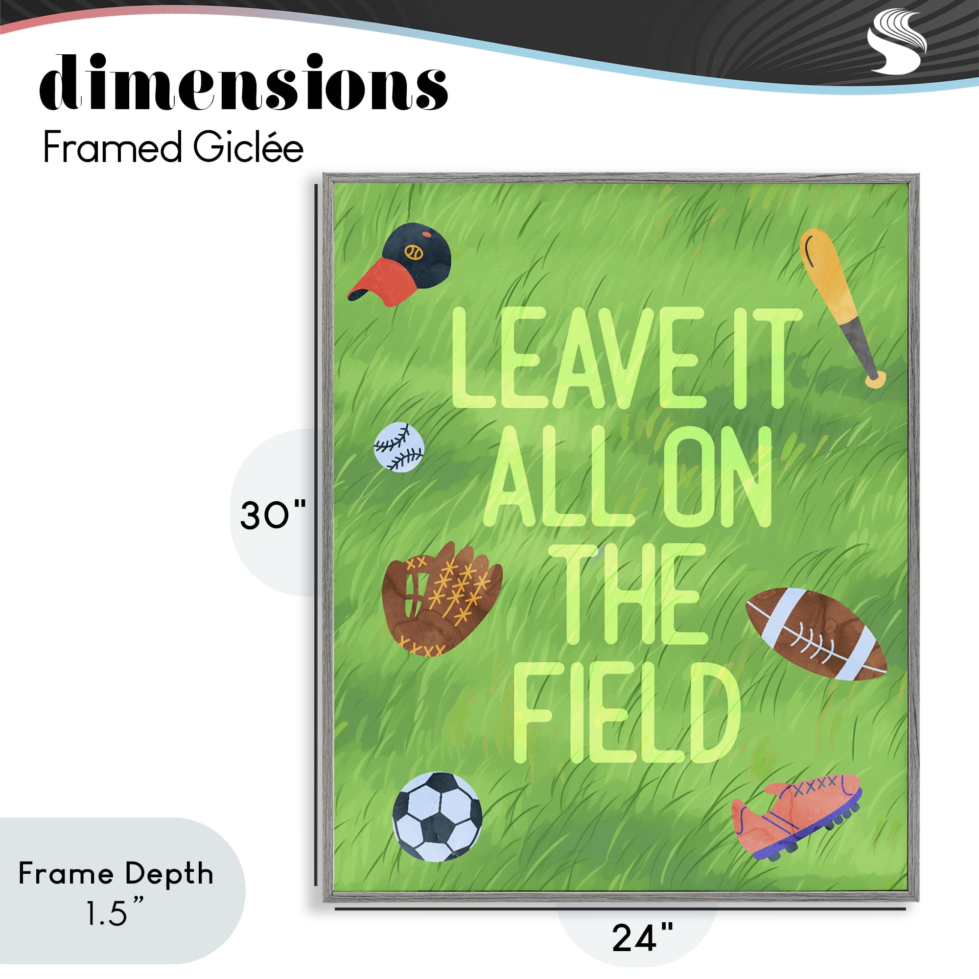 Stupell Industries Leave It On The Field Gray Framed Giclee Art, design by Lil' Rue