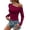 Wine, variant on XRoczxe Women Off Shoulder Long Sleeve Top Ruched Slim Fit Solid Blouse Soft Stretch Casual Shirt, Can Be Worn Alone or Layered