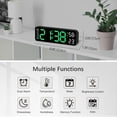 thumbnail image 4 of TIMESS Reloj de Pared LED de 9", Reloj Digital Silencioso con Pantalla de Temperatura y Humedad, Verde, 4 of 6