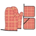 thumbnail image 1 of YFYANG Oven Mitts and Pot Holders Sets 4 Pieces, Non-Slip Heat Resistant Red Abstract Geometric Art Kitchen Glove Pot Mat for Cooking and Baking, 1 of 8