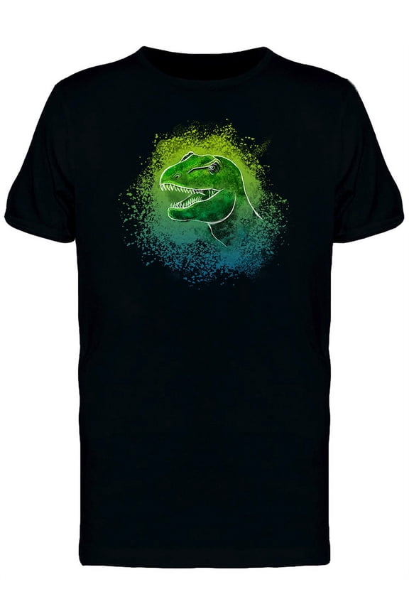 T-Rex head in green watercolor Men's Black T-shirt