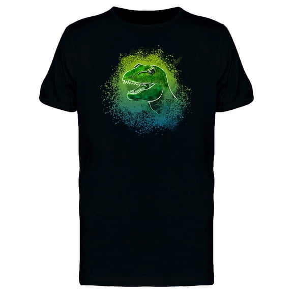 T-Rex head in green watercolor Men's Black T-shirt