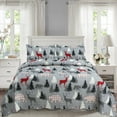 thumbnail image 4 of Marina Decoration Rich Printed Embossed Pinsonic Coverlet Bedspread Ultra Soft Bedding Summer Quilt Set with Shams, Cabin Reindeer Moose Bear Pattern, 4 of 7